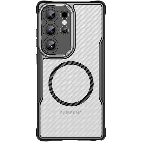 AVIZAR Ovitek za Samsung Galaxy S24 Ultra, odporen na udarce, MagSafe, videz karbona, Prozorno črna, (5000010359) Cene