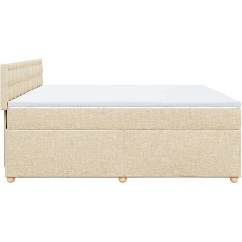 VidaXL Krevet s oprugama i madracem krem 200 x 200 cm od tkanine Slike