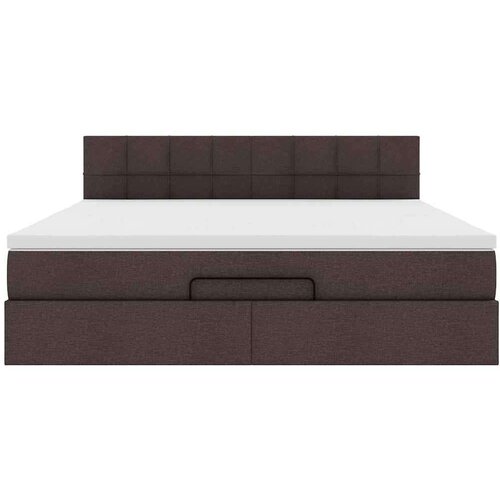 VidaXL Otomanski krevet s madracem i LED tamnosmeđi 160x200cm tkanine Slike