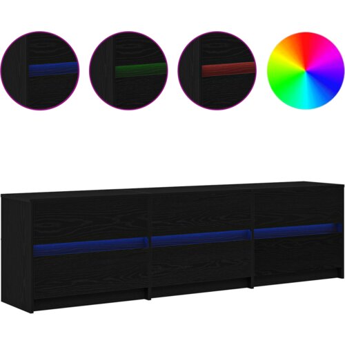  ormar S LED lampica s ladicama s pohranom Crna 182 x 34 x 50 cm Konstruirano drvo Slike