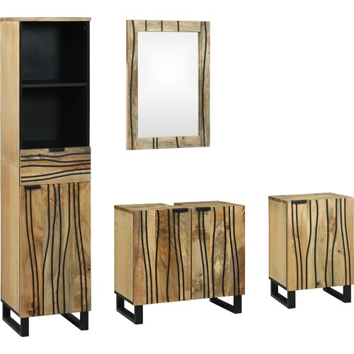 vidaXL set namještaja za kupaonicu s ladicama s policom s pohranom s vratima s ogledalom 4 pcs smeđa l Cijene