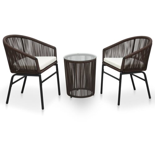 3-dijelni bistro set od PE ratana s jastucima smeđi Cijene