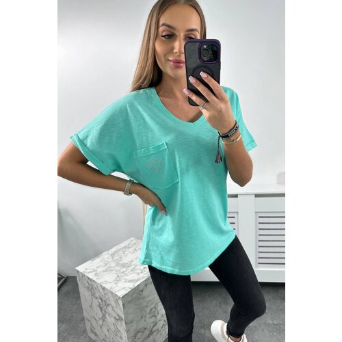 Kesi Cotton blouse with mint pocket Slike