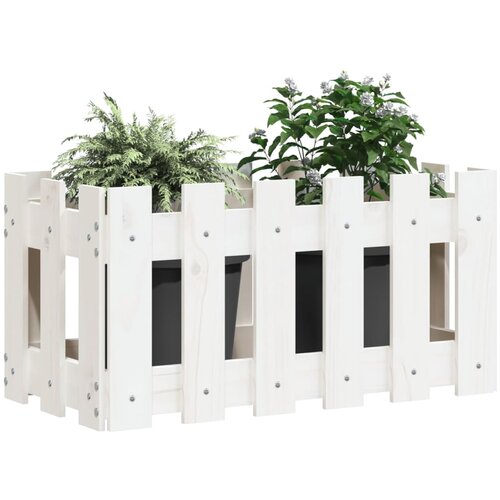  Vrtna sadilica s izgledom ograde bijela 60x30x30 cm od borovine Slike