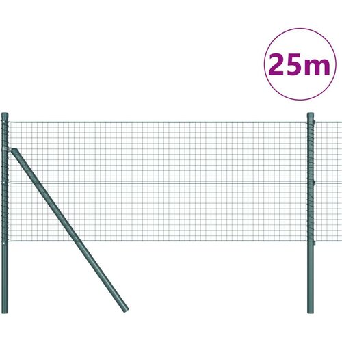 VidaXL Zavarena Mreža Ograde s 13 Stupova Zeleni 0.5x25 m Čelik Slike