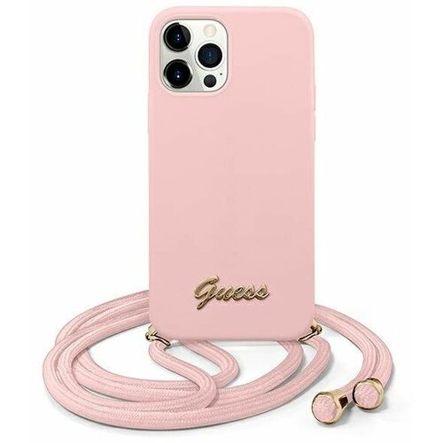 Guess futrola za iphone 12/12 pro pink metal logo cord Cene