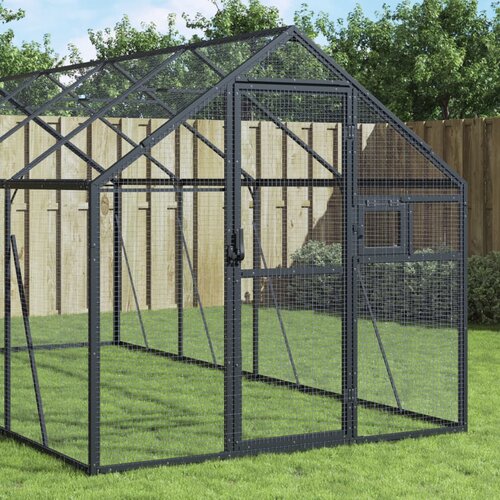 VidaXL Ptičnica antracitna 1,79x8x1,85 m aluminij Slike