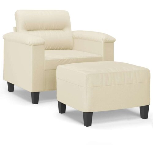 vidaXL Fotelj s stolčkom za noge krem 60 cm umetno usnje Cene