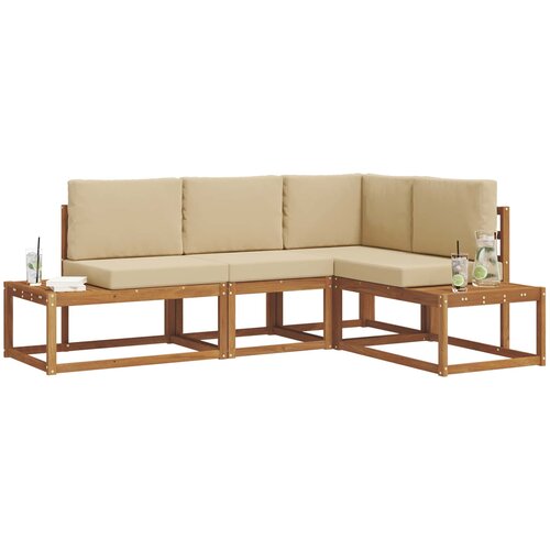  Set vanjskih sofa s jastukom 4 Komad Prirodna i bež Slike