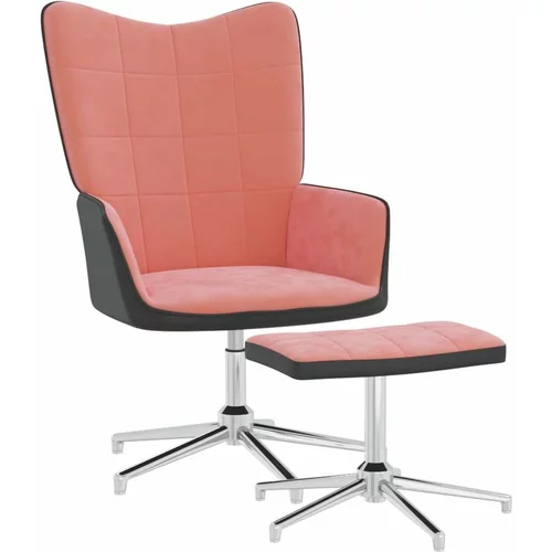  Stol za sproščanje s stolčkom roza žamet in PVC, (20597748)