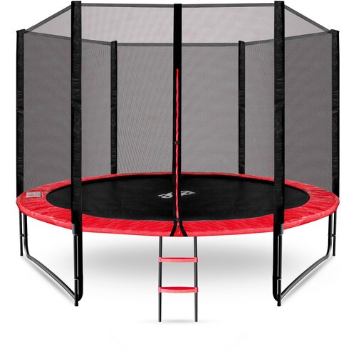  Trampolin 305 cm s vanjskom za&amp;scaron;titnom mrežom i stepenicama Aga SPORT PRO - crveni Slike