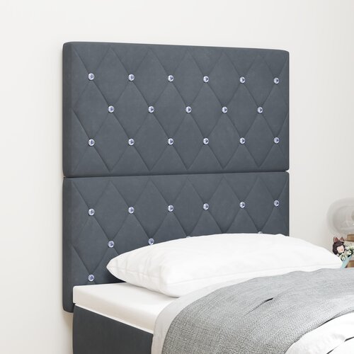 VidaXL LED Uzglavlje Tamno Sivo 80 cm Bar&amp;scaron;un, Uzglavlje Tufirano s Kristalnim Gumbima Tamno Sivo 160 cm Bar&amp;scaron;un Slike