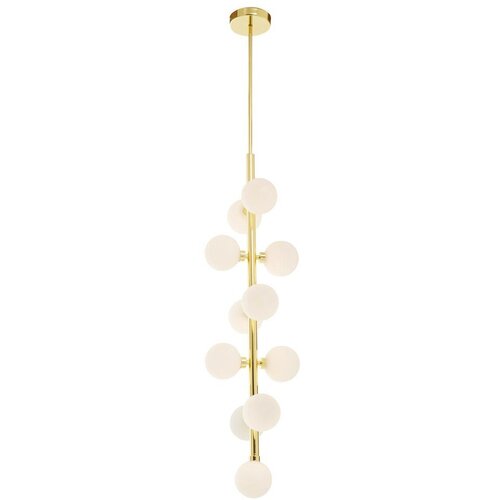 Premier Housewares Bela/v zlati barvi kovinska viseča svetilka s steklenim senčilom &oslash; 27 cm Trieste &ndash; Cene