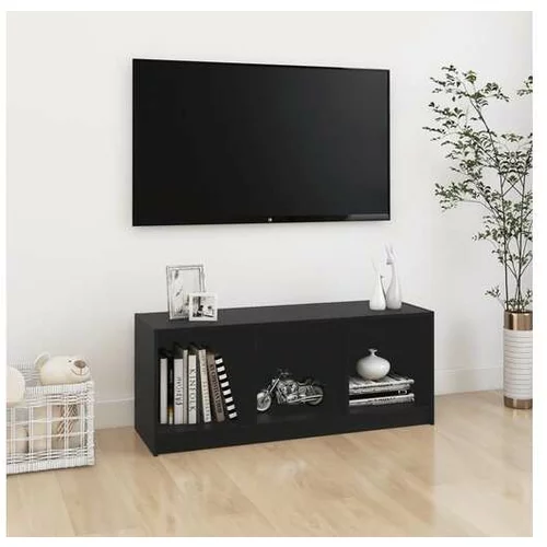  TV omarica črna 104x33x41 cm trdna borovina