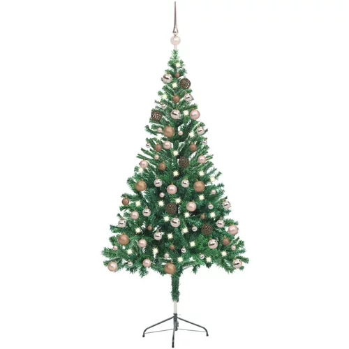  Umjetno osvijetljeno božićno drvce s kuglicama 150 cm 380 grana