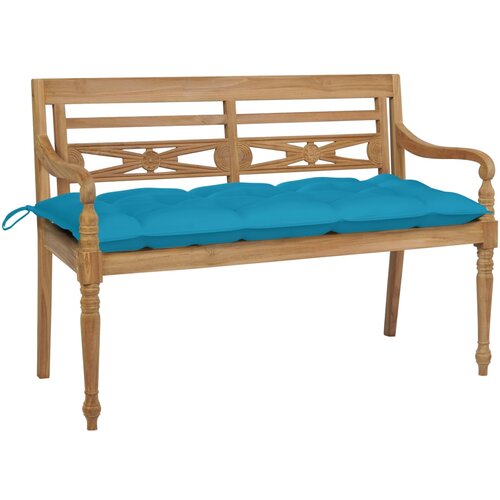 The Living Store Klop Batavia s svetlo modro blazino 120 cm trdna tikovina - Klop, (21483777) Slike