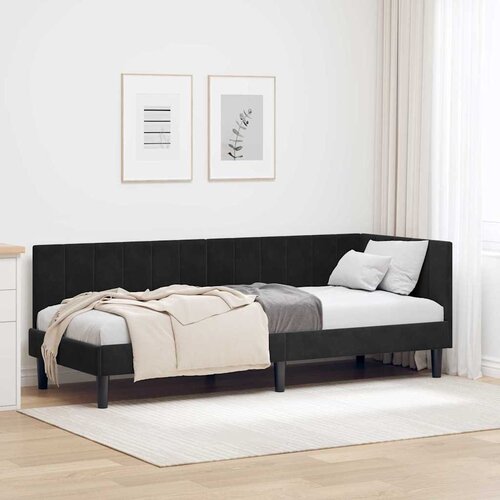vidaXL Kutni okvir kreveta s uzglavljem Crna 80 x 200 cm Baršun Cijene