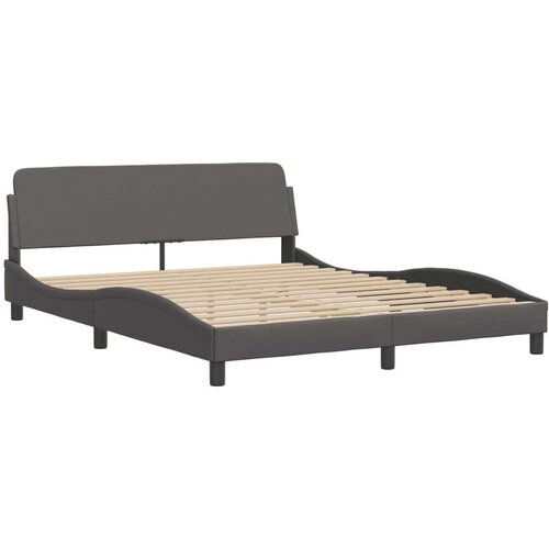  Krevet s madracem sivi 160 x 200 cm od umjetne kože Slike