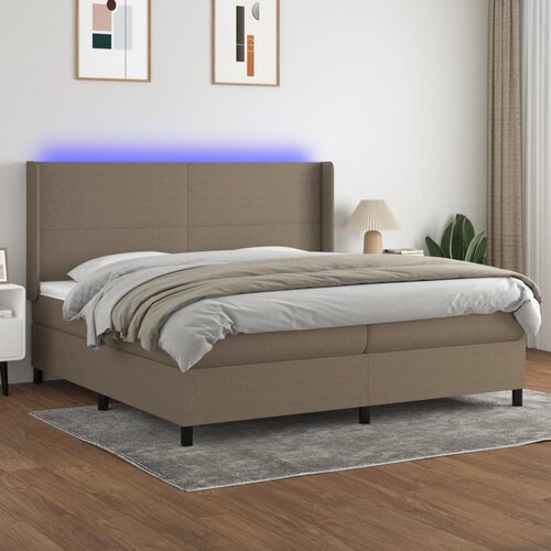  box spring s madracem LED smeđesivi 200x200 cm tkanina Cijene