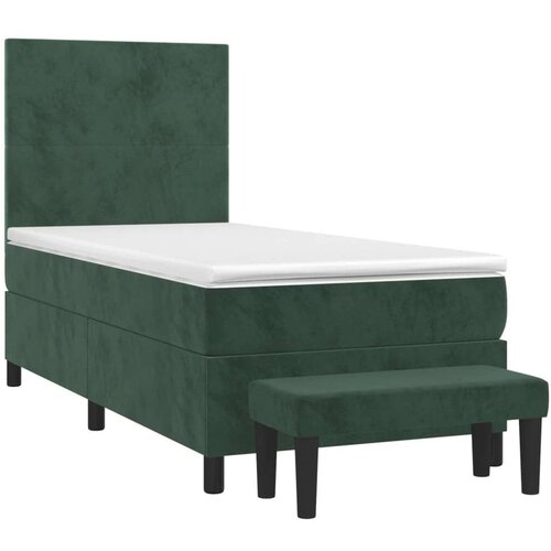 VidaXL Box spring krevet s madracem tamnozeleni 100x200 cm bar&amp;scaron;unasti Slike