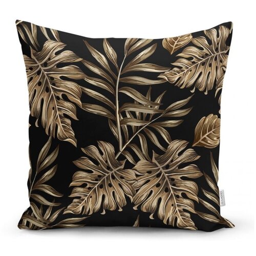 Minimalist Cushion Covers Prevleka za okrasno blazino Golden Leafes With Black BG, 45 x 45 cm Cene