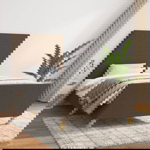 VidaXL Okvir za krevet s uzglavljem tamnosmeđi 80x200 cm od tkanine Slike