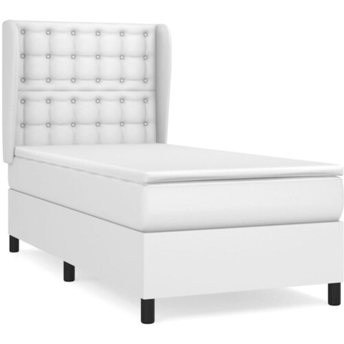 VidaXL Box spring postelja z vzmetnico bel 90x190 cm umetno usnje, (20791289) Slike