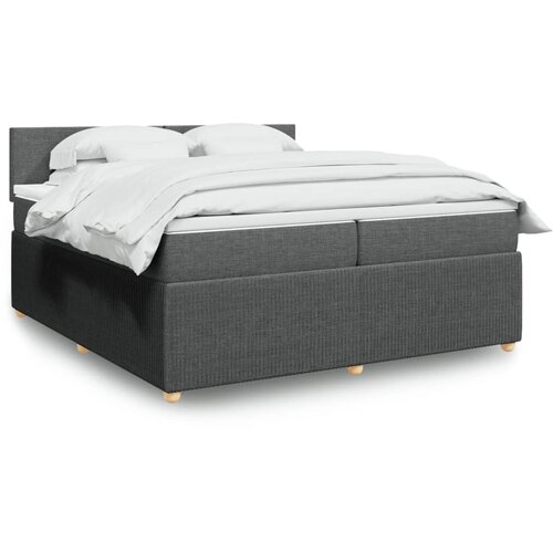 vidaXL Box spring postelja z vzmetnico temno siva 200x200 cm blago Cene