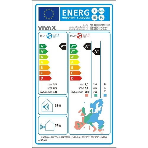 Vivax COOL, klima uređaj, ACP-12CH35AERI+ R32 GOLD + WiFi, komplet Slike