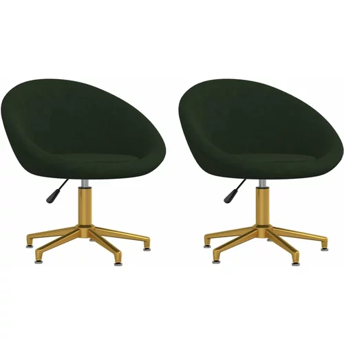 vidaXL Jedilni stol 2 kosa temno zelen žamet