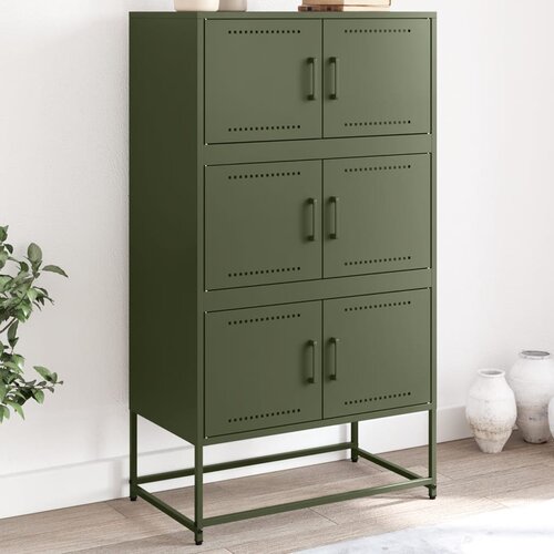 VidaXL Komoda maslinastozeleni 68,5 x 38,5 x 123,5 cm čelična Slike