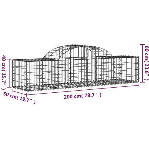  Lučne gabionske ko&amp;scaron;are 12 kom 200x50x40/60 cm pocinčano željezo Slike