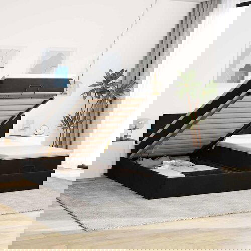 VidaXL Otomanski okvir kreveta s madracima crni 180x200cm bar&amp;scaron;unasti Slike