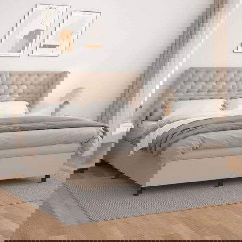  Box spring postelja z vzmetnico kapučino 180x200cm umetno usnje, (20894535) Slike