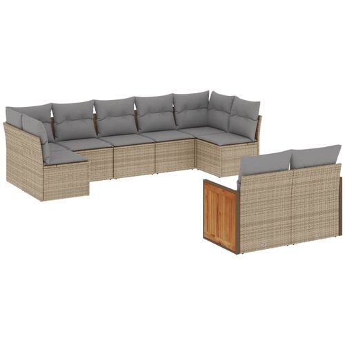  9-dijelni set vrtnih sofa s jastucima bež od poliratana 62 x 62 x 69 cm Slike