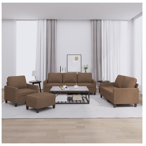 VidaXL 4-dijelni set sofa s jastucima smeđi od tkanine Slike