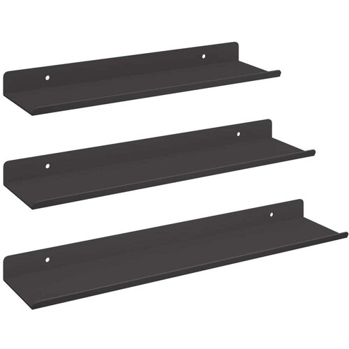  Polica na zidu s policom Zidne 3 pcs Crna 80 x 9 x 2.5 cm Slike