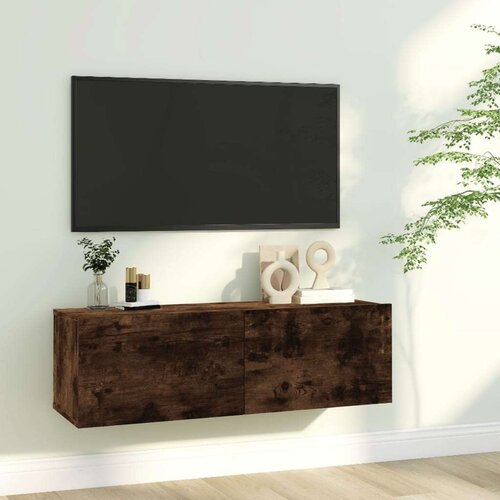  Stenska TV omarica dimljeni hrast 100x30x30 cm konstruiran les, (20732341) Slike