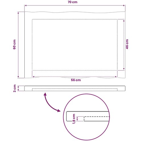  Pravokutni stolni vrh 70 x 60 x 3 cm Pravokutni - Bijela 90 x 55 x 3 5 cm Živi rub 2 strane Slike