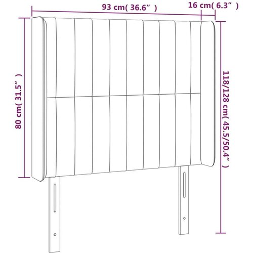  Uzglavlje crno 93 x 16 x 118/128 cm od tkanine Slike
