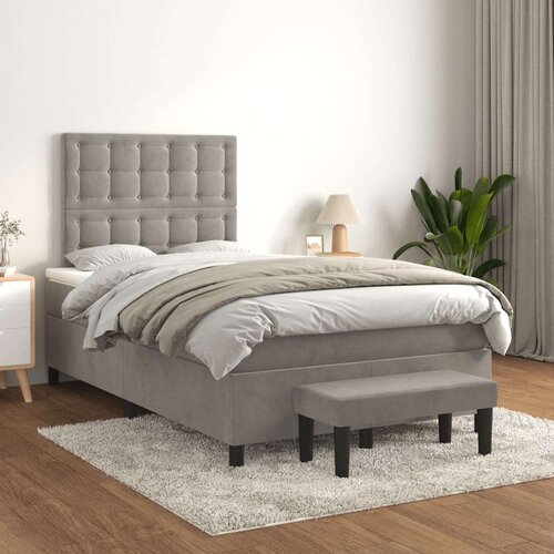 Box spring krevet s madracem svjetlosivi 120x200 cm baršunasti Cijene