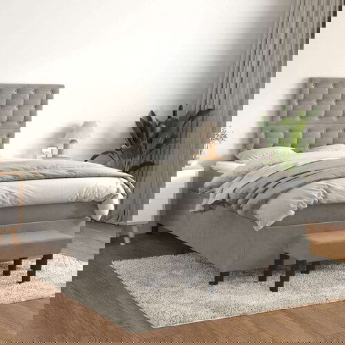 Box spring postelja z vzmetnico svetlo siva 120x200 cm žamet, (20846694) Slike