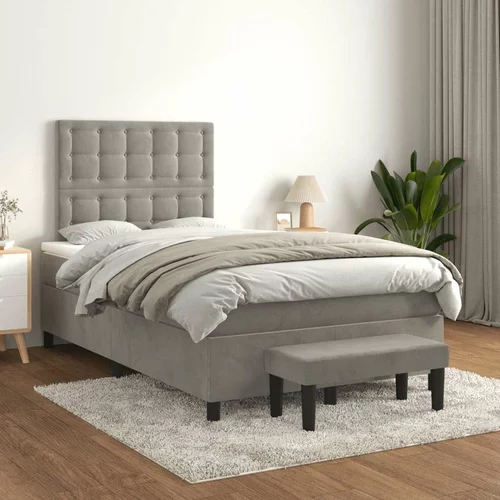 Box spring postelja z vzmetnico svetlo siva 120x200 cm žamet, (20846694)