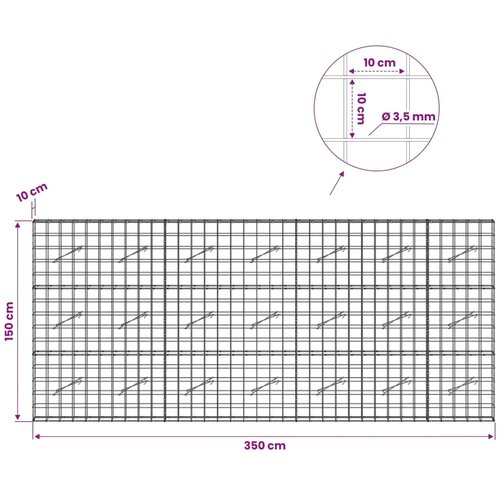  Gabion s žicom debljine 3 5 mm i mrežom 10x10 cm 350x10x150 cm - 10 cm 150 cm 350 cm Slike
