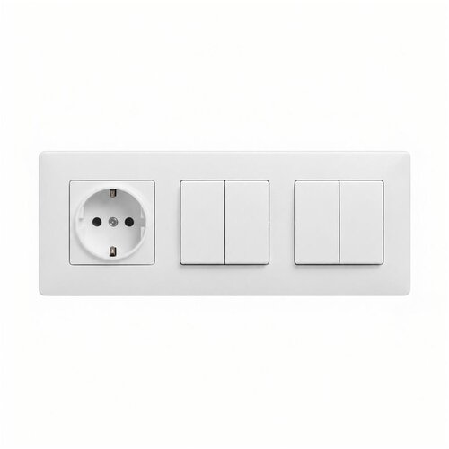  Legrand-2x dvostruki prekidač br. 5 i utičnica domo 250V/16A SCHUKO sa ramom NILOE STEP bela Slike