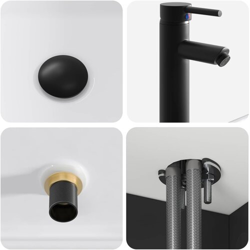  Umivaonik s policom za zid Crna 49 x 41 x 63 cm Slike