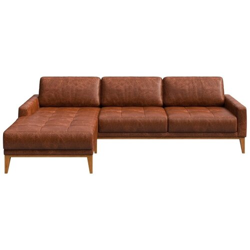 MESONICA rdeče-rjava usnjena kotna zofa Musso Tufted, levi kot Cene