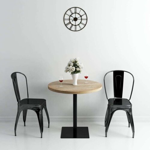 vidaXL Bistro miza mediapan in jeklo okrogla 80x75 cm barva hrasta Cene
