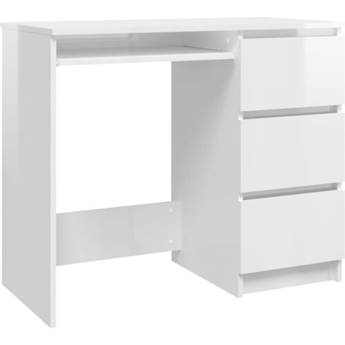 Maison Chic Pisalna miza - pisarniška miza - Računalniška miza visok sijaj bela 90x45x76 cm iverna plošča, (21785511) Cene