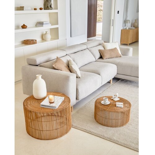 Kave Home Okrogle mizice v kompletu 2 ks iz ratana v naravni barvi &amp;oslash; 66 cm Elmima &amp;ndash; Slike